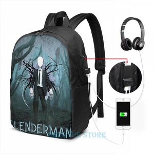 Slenderman USB Charge Backpack Men School Bags Women Bag Travel Laptop Bag
