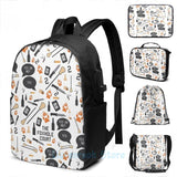 Funny Foxhole Court Pattern USB Charge Backpack Men School Women Bag
