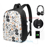 Funny Foxhole Court Pattern USB Charge Backpack Men School Women Bag