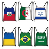 National Flag Print Backpack Ukraine Haiti Algeria Brazil Drawstring Bag