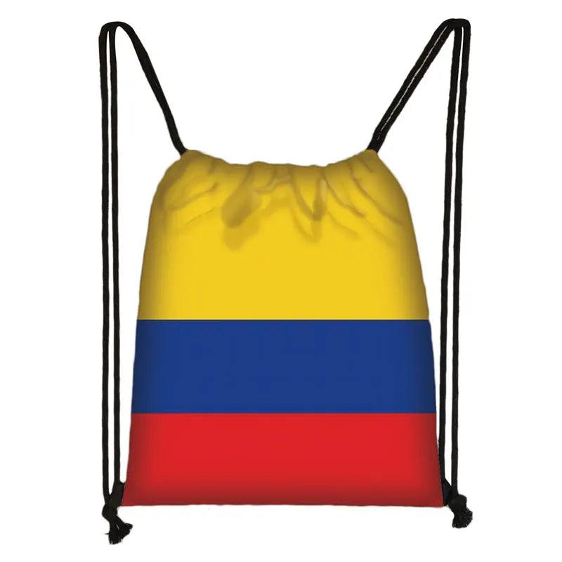National Flag Print Backpack Ukraine Haiti Algeria Brazil Drawstring Bag