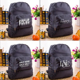 Foldable Backpack Sports Travel Hiking Bag Text Print Outdoor Pack