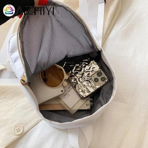 Nylon Women Backpack Solid College Teenager Girls Backpack