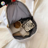 Nylon Women Backpack Solid College Teenager Girls Backpack