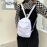 Nylon Women Backpack Solid College Teenager Girls Backpack