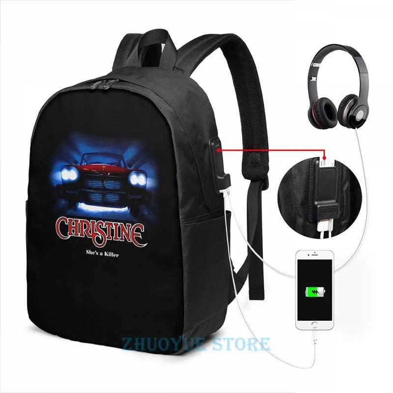 Funny Car Christine USB Charge Backpack School bags Travel laptop bag