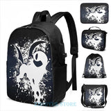 Graphic print Absol USB Charge Backpack School Travel Laptop Bag