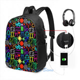 Homestuck Pattern USB Charge Backpack School Travel Laptop Bag