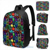 Homestuck Pattern USB Charge Backpack School Travel Laptop Bag