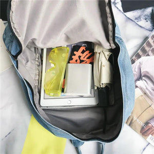 Vintage Denim School Bag Shoulder Backpack