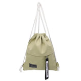 Women Canvas Drawstring Backpack Solid Letter Pattern String Closure Knapsack