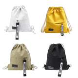 Women Canvas Drawstring Backpack Solid Letter Pattern String Closure Knapsack