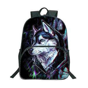 16 Inch School Backpack Wolf 3D Printed Bagpack Bolsas Escolares