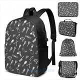 Funny Hairdresser Theme USB Backpack School Travel Bag