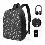 Funny Hairdresser Theme USB Backpack School Travel Bag