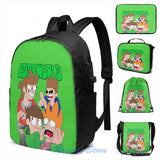 Funny Eddsworld The End USB Charge Backpack School Travel Laptop Bag