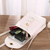 Women High Leather Backpack Phone Pouch Travel Rucksack