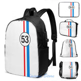 Funny HERBIE USB Charge Backpack Men Women Travel Laptop Bag