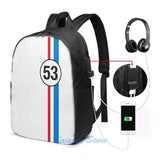 Funny HERBIE USB Charge Backpack Men Women Travel Laptop Bag