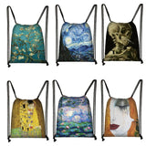 Oil Painting Tears Kiss Water Lilies Starry Night Backpack