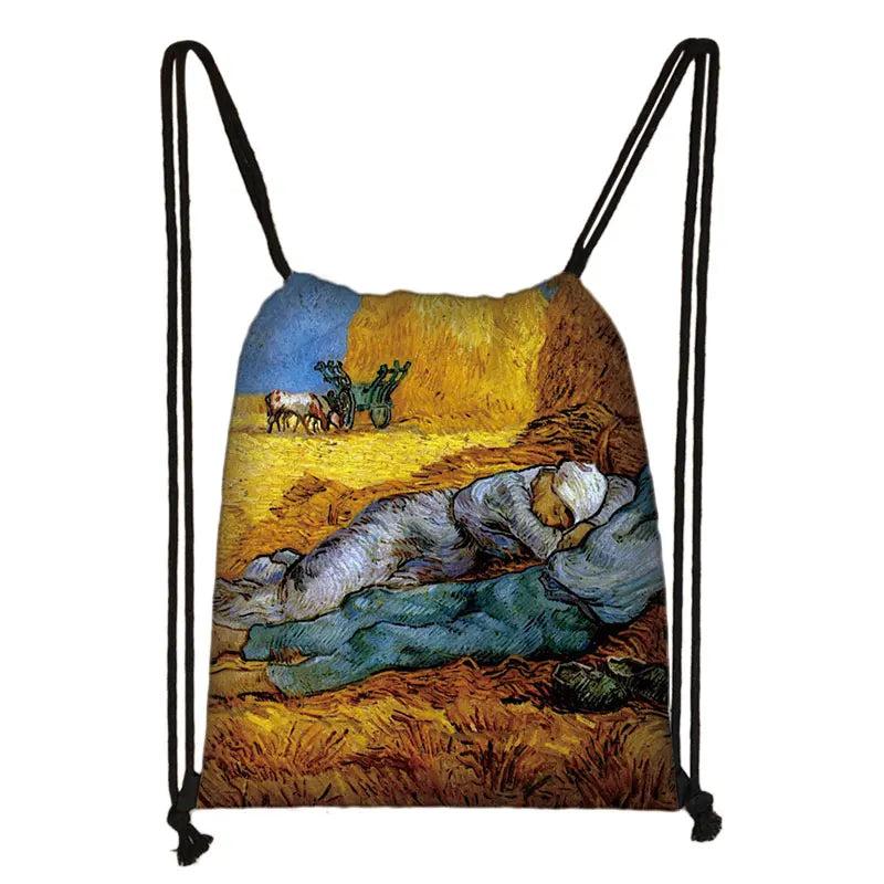 Oil Painting Tears Kiss Water Lilies Starry Night Backpack