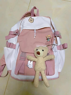 Large Waterproof Patchwork Backpacks For Teenage Girl School Bag