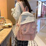 Large Waterproof Patchwork Backpacks For Teenage Girl School Bag