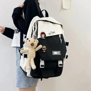 Large Waterproof Patchwork Backpacks For Teenage Girl School Bag