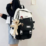 Large Waterproof Patchwork Backpacks For Teenage Girl School Bag