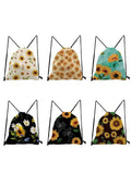 Golden Sunflowers Drawstring Backpack Gym Bag for Hiking Yoga Travel