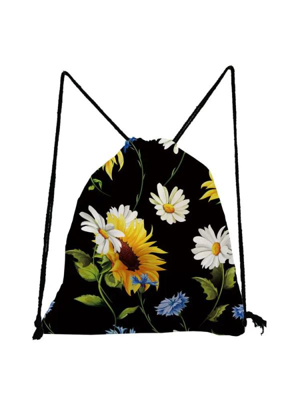 Golden Sunflowers Drawstring Backpack Gym Bag for Hiking Yoga Travel
