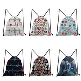 Dentist ECG Printed Backpack Nurse Drawstring Bag