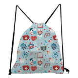 Dentist ECG Printed Backpack Nurse Drawstring Bag