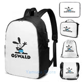 Oswald Rabbit USB Charge Backpack School Travel Laptop Bag