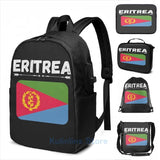 Eritrea Flag Distressed Vintage USB Charge Backpack School Travel Laptop Bag