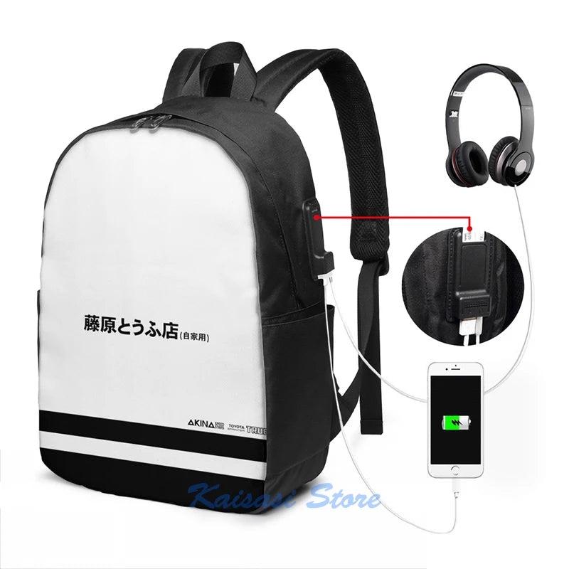 Initial D Trueno AE86 USB Charge Backpack Laptop School Bag