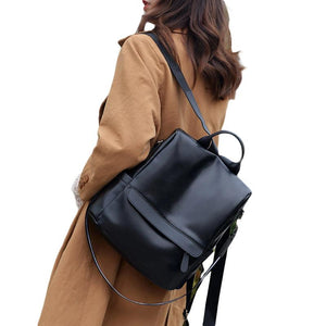 Women PU Leather Backpack with Adjustable Shoulder Anti Theft Pocket