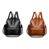 Women PU Leather Backpack with Adjustable Shoulder Anti Theft Pocket