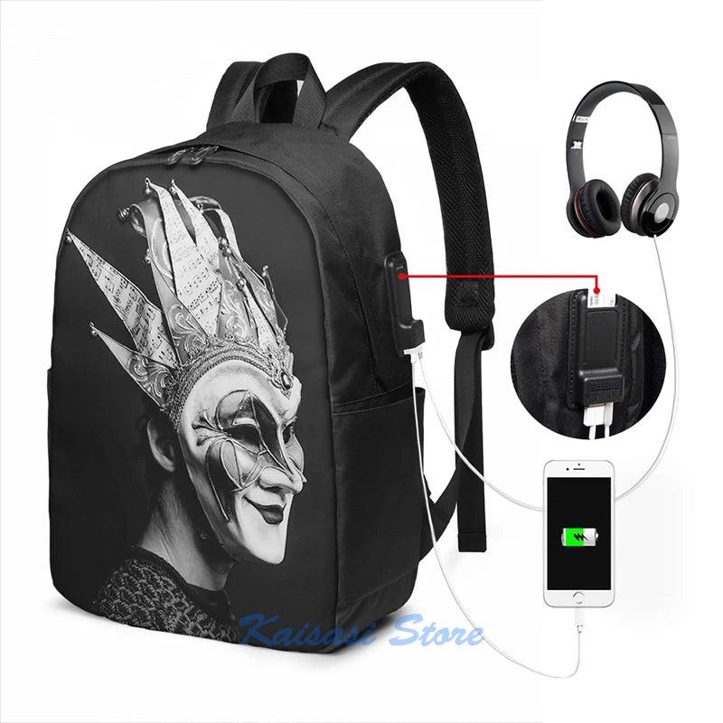 Boris Brejcha USB Charge Backpack School Travel Laptop Bag
