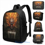 Ghost Rider Shirt USB Charge Backpack School Travel Laptop Bag