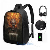 Ghost Rider Shirt USB Charge Backpack School Travel Laptop Bag