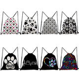 Travel Dogs Paws Drawstring School Bag Backpack