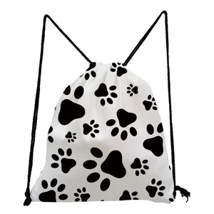 Travel Dogs Paws Drawstring School Bag Backpack