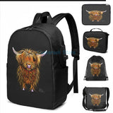 Highland Cow Humphrey USB Charge Backpack by Shirley MacArthur