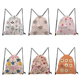 Floral Printing Drawstring Bags Eco Daily Soft Backs Girls Storage Bag