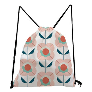 Floral Printing Drawstring Bags Eco Daily Soft Backs Girls Storage Bag