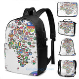Polandball Countryball World Map USB Charge Backpack School bag