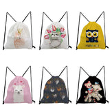 Floral Sloth Printed Backpack Animal Drawstring Bag Travel Bag