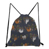 Floral Sloth Printed Backpack Animal Drawstring Bag Travel Bag