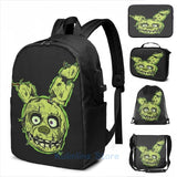 Funny Springtrap USB Charge Backpack School Travel Laptop Bag